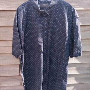 M&S Navy Polka Dot Button-Up Shirt